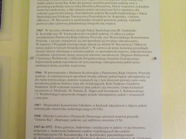 tablica poglądowa - dot. Jaskini "Raj".