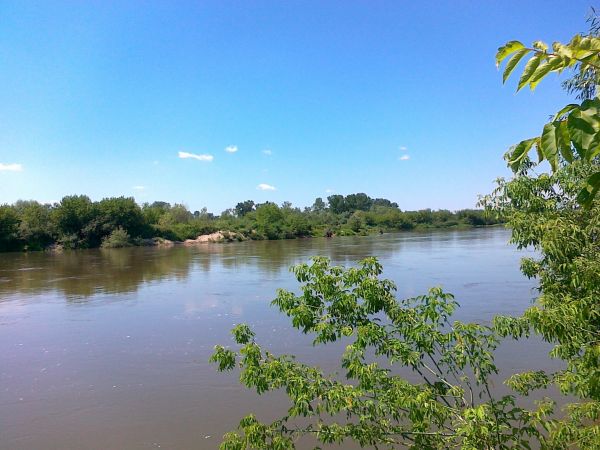 Wisła w Brzostkowie w obrazie   wakacyjnym .