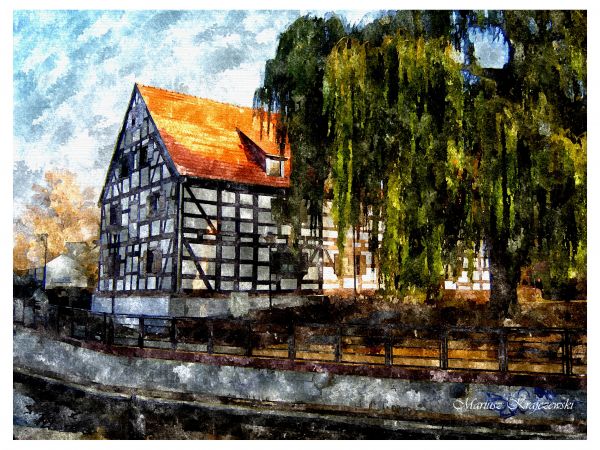 Biały spichrz nad Brdą