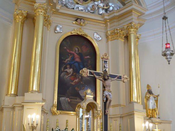 Ołtarz główny,Wniebowzięcie NMP i św.Izydor Oracz.