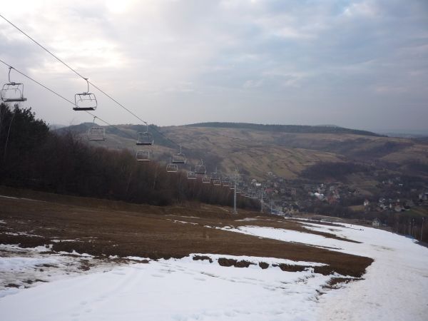 Harbutowice.Widok z pod szczytu Szklanej Góry.