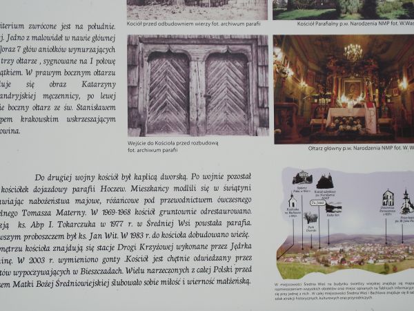 plansza - przy kościele "perełce" - tu jest też napisane, że stacje Drogi Krzyżowej wykonane są przez Jędrka Połoninę /do galerii m. Kulaszne - zapraszam/, może