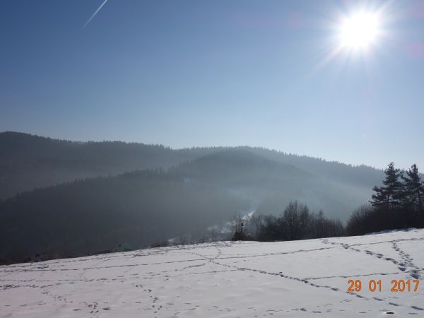 Harbutowice. Widok z Jaworza na Dział Bieńkowski(Pasmo Babicy)