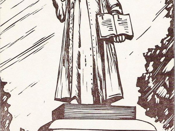 ze zbiorów prywatnych: kartka pocztowa okolicznościowa - 27.04.1986r. było odsłonięcie pomnika "Grzegorza z Sanoka", żył w latach 1406 - 1477, poeta, humanista,