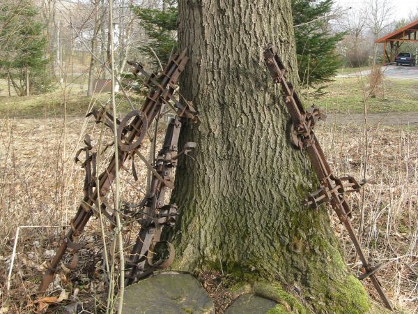 na wzgórzu, za potoczkiem, drzewami otoczona - cerkiew stała a w sąsiedztwie cmentarz - metalowe krzyże zostały i nagrobne płyty kamienne z bukwami cyrylicy...