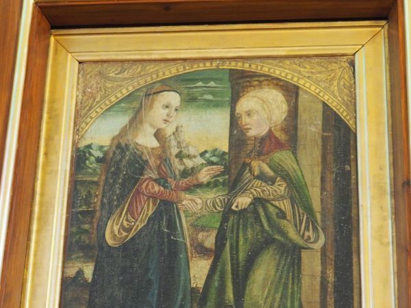 scena na obrazie : "Maryja przybywszy do domu Zachariasza pozdrowiła żonę jego Elżbietę, w łonie której z radości dzieciątko poruszyło się". Potem pozostała Mar