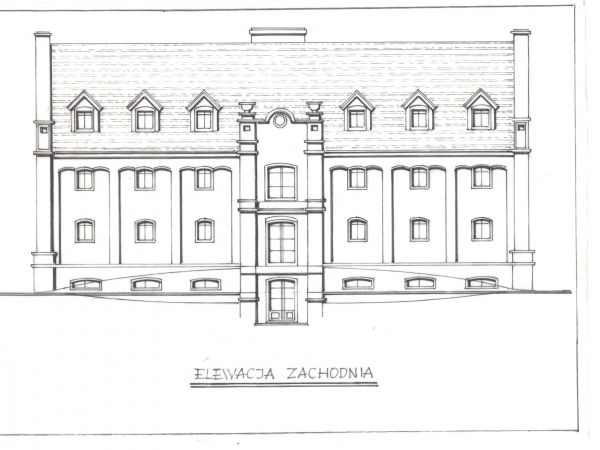 Koncepcja architektoniczna spichlerza po zakończeniu remontu. Zachowane wszystkie walory historyczne. Usunięte braki i zniszczenia. Koncepcja architektoniczna -