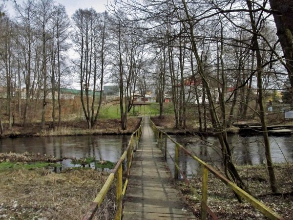 Kładka nad Wdą i widok na Steico