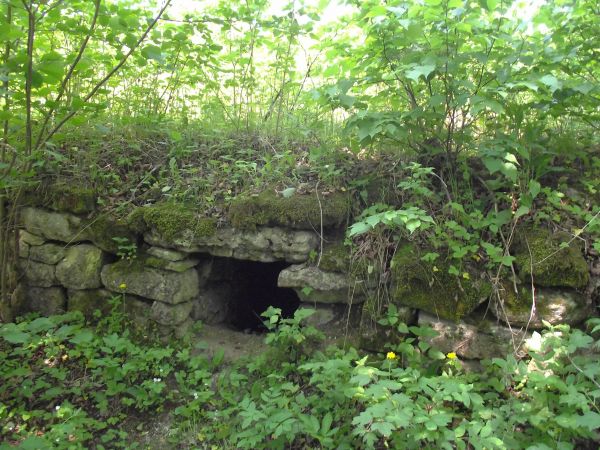 na powierzchni była kaplica cmentarna a to okno / wejście do krypty grobowej.