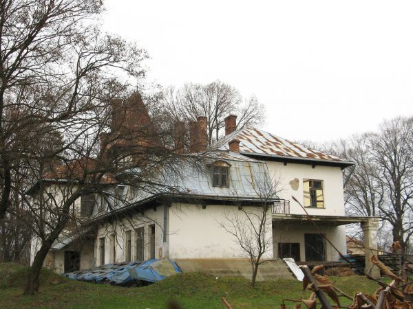 pałac, XIXw. - na rzucie litery L, przy fasadzie wieża i loggia, od wschodu nowsza dobudówka.