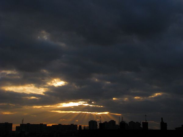 Będzin, widok na oś Syberka, zachód słońca