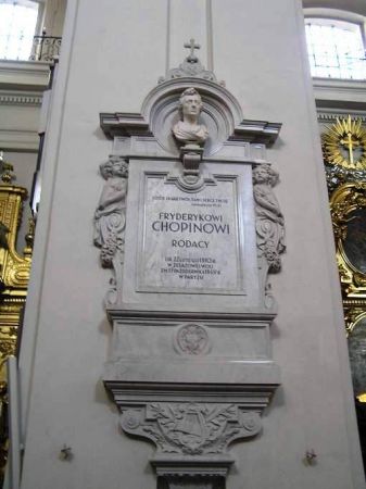Epitafium z urną z sercem Fr. Chopina w kościele św. Krzyża