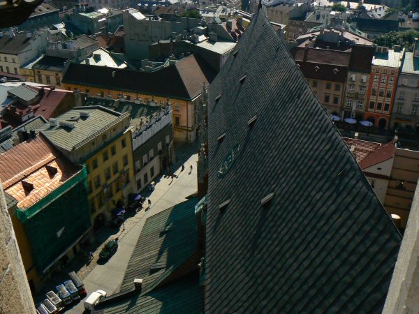 Widok z wieży mariackiej na Mały Rynek