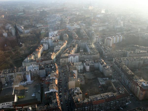 Ołbin zwany kiedyś "Elbing". Widok znad ulicy E.Orzeszkowej na południe.