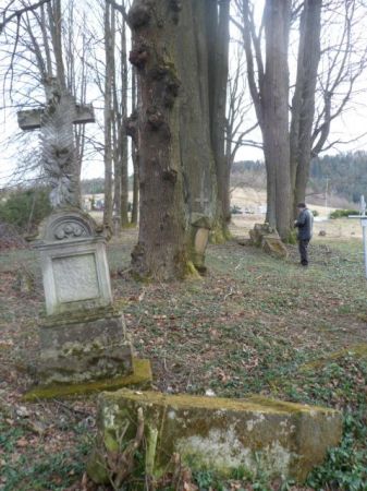 stary cmentarz - starych tu mieszkańców, byli wyznania grecko-katolickiego, po ustaleniu nowych granic państwowych w 1951r. byli przesiedleni na tereny ZSRR - d