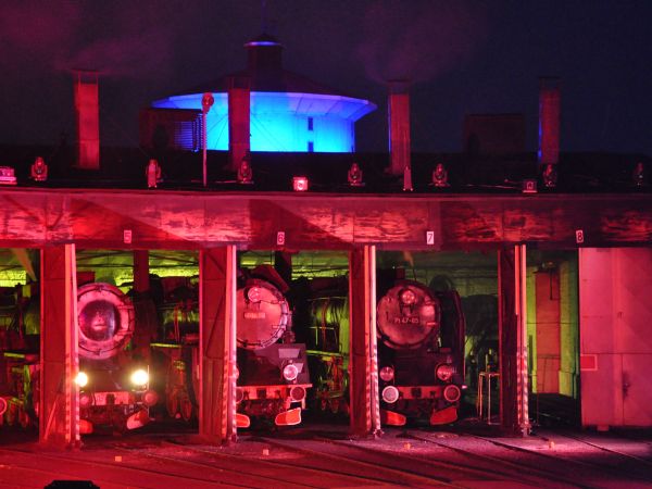 Wolsztyn, Parowozownia Wolsztyn, parowozy w szopie gotowe do pokazu "Światło-Para-Dźwięk" z okazji dorocznych Dni Wolsztyna 2011 rok.