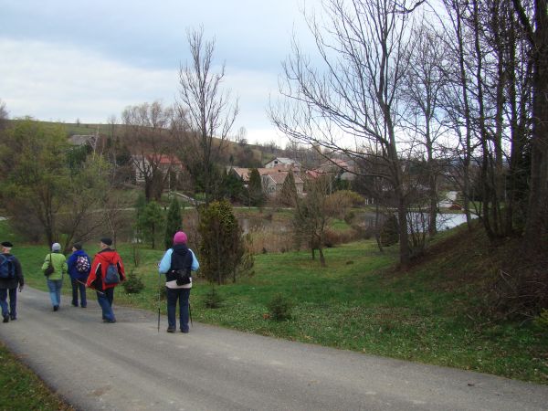 zdjęciu: przy zejściu z drogi do kościoła i centrum Ośrodka Caritas-u stawy dworskie, poniżej zespołu parkowego.