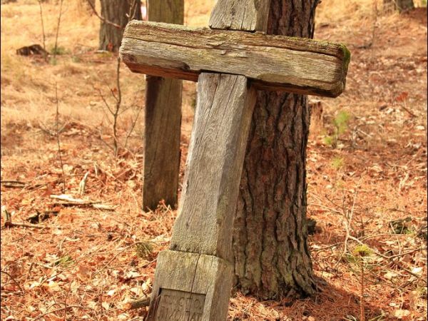 Stary cmentarz greckokatolicki przy cerkwi w Mołodyczu. Obecnie używany sporadycznie .