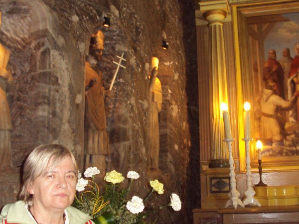 w jednej z kaplic, byliśmy / zwiedzaliśmy kaplice solne i drewniane, niegdyś podczas odprawianej tu mszy św. górnicy modlili się każdego ranka przed rozpoczęcie