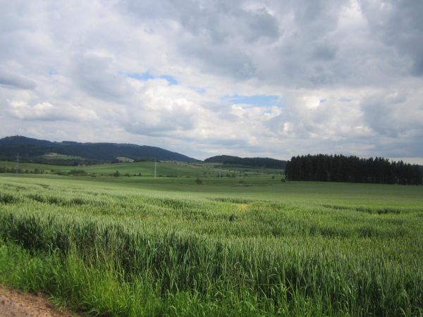 Panorama przy czerwonym szlaku sudeckim.