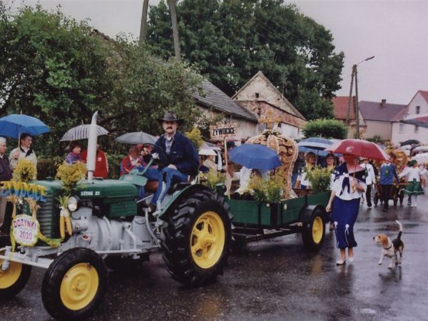 Gminne dożynki 2010. Korowód dożynkowy w Żywocicach