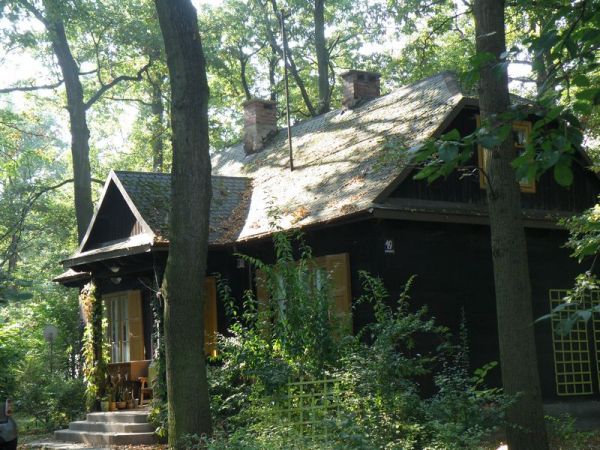 śliczny, drewniany dom w dzielnicy willowej- jeden z wielu pięknych obiektów Zalesia Dolnego