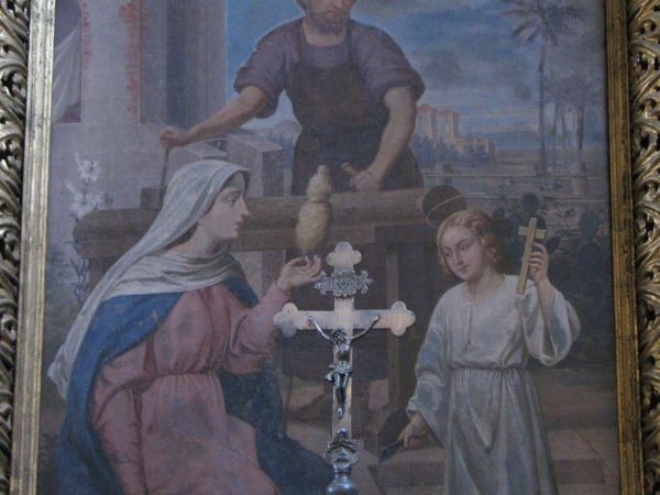 w ołtarzu prawym: obraz Święta Rodzina - XX wieczny.