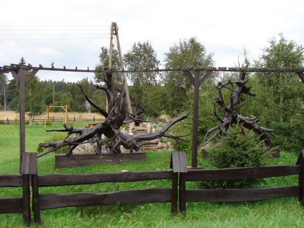 Piękne ogrodzenie z korzeni