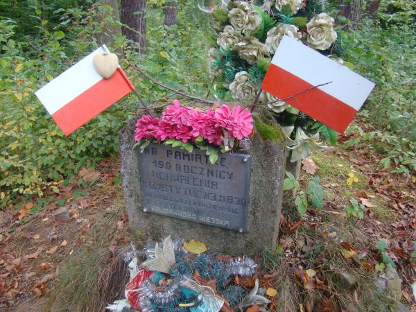 tablica przy krzyżu postawionym przez "Solidarność Wiejską Wsi Mrzygłód" w 1983r. celem uczczenia 190 rocznicy Konstytucji 3-go Maja.