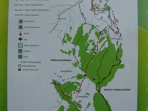 "Szlakiem Dawnych Osad" - Ścieżka historyczno-przyrodnicza - w gminie Bukowsko - mapa na planszy, po trasie.
