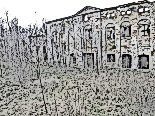 fotka przerobiona żeby nie straszyła  nie widoczny komin gorzelni obok mieszkania a dalej mało co zostało z obory