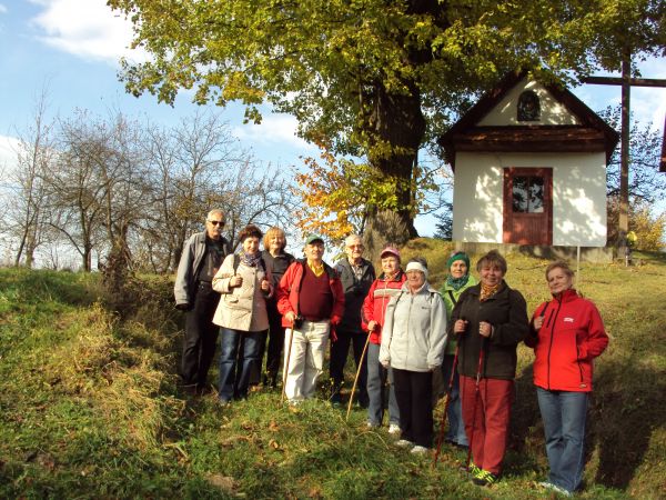 przed / obok kapliczki, przy temacie : to św. Gertruda /18 II /  jest patronką podróżnych ale i ogrodników.