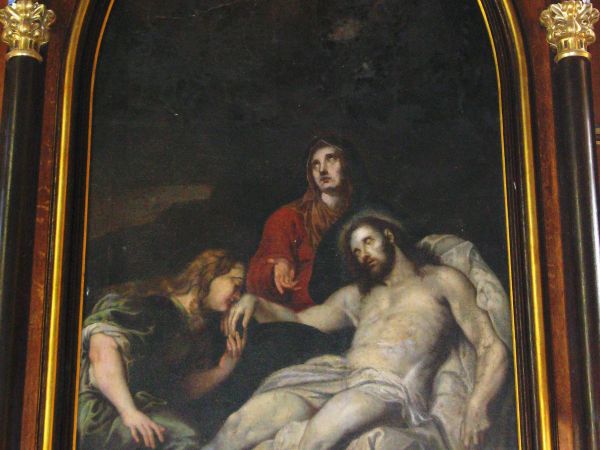 w kaplicy - po prawej: Obraz "Chrystus u słupa", koniec XVIIIw. lub pocz. XIX.