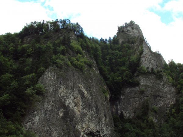 Przełom "Pod Sokolicą"- 747m, spływ Dunajcem - atrakcja Pienińskiego Parku Narodowego. Warto też wypatrywać bociana czarnego - hajstra - na tych grzędach skalny