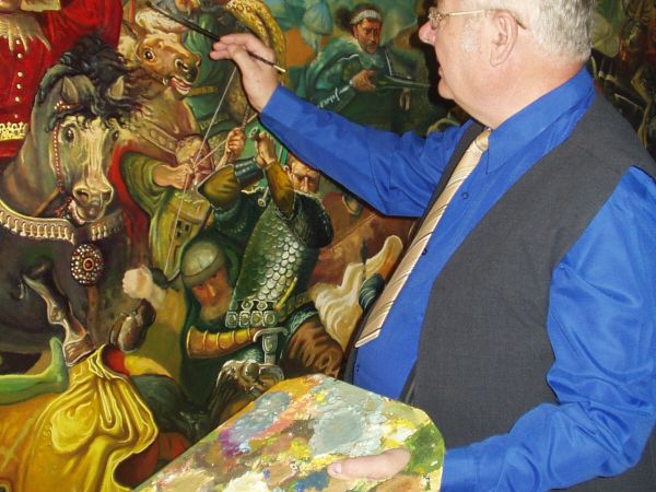 Mamy też swoich artystów. Henryk Glaza przy pracy.