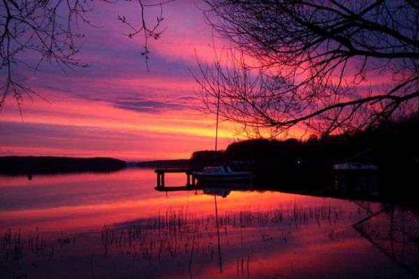 Zachód słońca nad j. Trzesiecko w Szczecinku