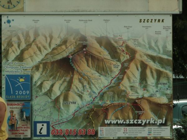 Tablica informacyjna z centrum miasta