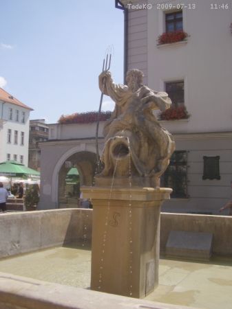 Rynek historyczna studnia-fontanna i rzeźba Neptuna