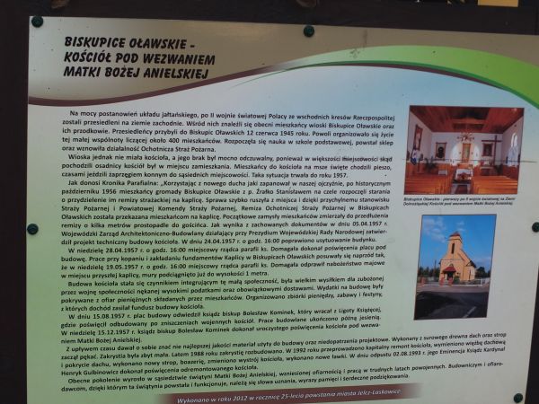 Władze Biskupic zafundowały tablicę informacyjną przy kościele