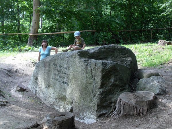 ZABYTEK ST.JUCH...GŁAZ NARZUTOWY SŁURZĄCY NIEGDYŚ JAKO OŁTARZ OFIARNY-Z TĄD PRAWDO PODOBNIE WZIĘŁA SIĘ NAZWA MIEJSCOWOŚCI, OD PŁYNĄCEJ KRWI-JUCHY