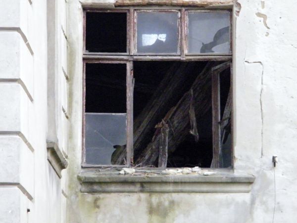 obraz okno za oknem było biuro dawnego zakładu rolnego  i tyle zostało  jedni wybudowali drudzy rozkradli
