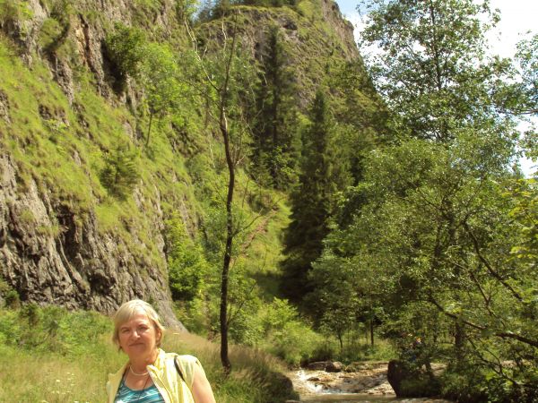 przed / obok : Skałki Smolegowej - tu kręcono sceny do filmu pt. "Janosik", w Rezerwacie Przyrody "Wąwóz Homole" - skalne pionowe ściany wąwozu są zbudowane z b