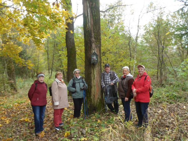 na pamiątkę ocalenia - kapliczka z figurką Matki Boskiej, to od p. Michała Pałasza - on jedyny ocalał - zbiegł z miejsca straceń bo Niemcowi brakło na moment am