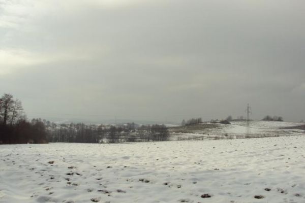 po wyjściu z lasu zboczem Pasma Szczodre - tu widok na Pogórze Bukowskie.