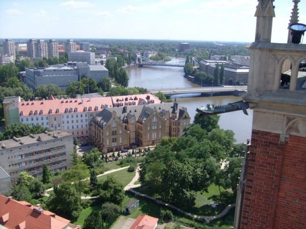 Panorama Wrocławia z widokiem na most Pokoju i most Grunwaldzki