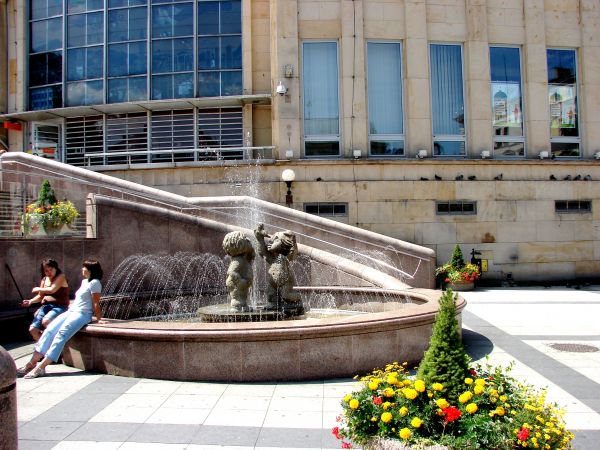 Fontanna na placu przed zamkiem.