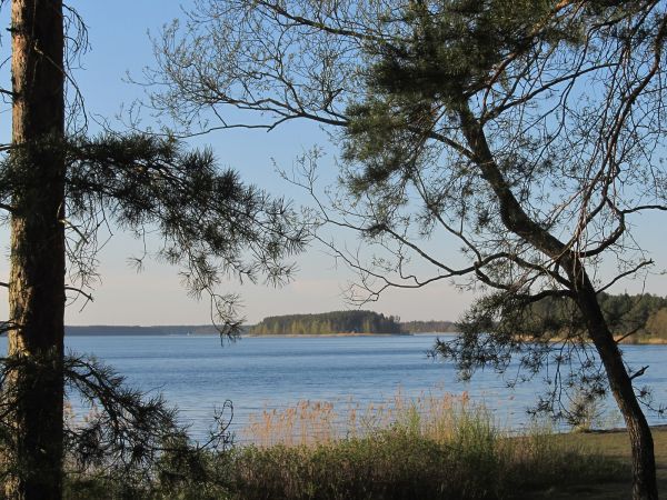 Widok na jezioro Wdzydze z terenu OW Jasnochówka - w tle widać wyspę Sorkę