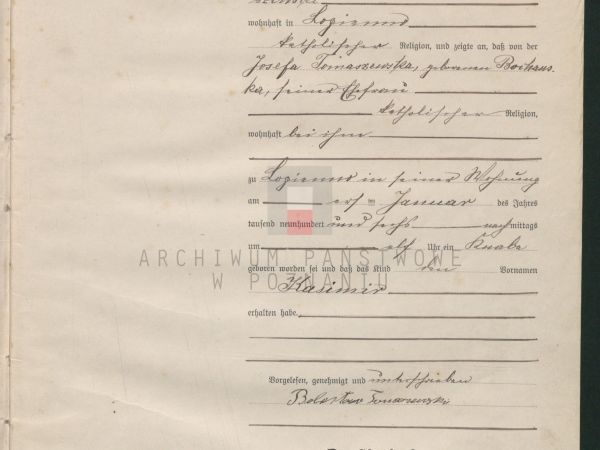 Świadectwo urodzenia wydane przez USC w Łopiennie (znalezione w necie)