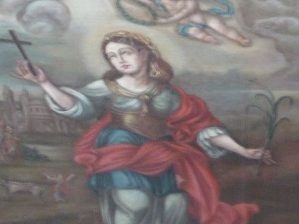 Polichromia św. Barbary w kruchcie