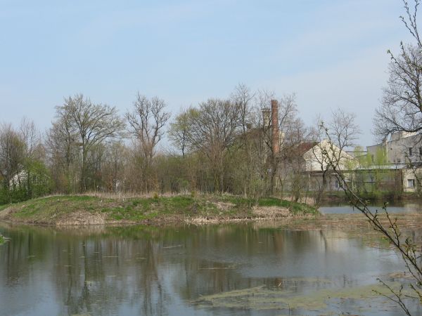 były stajnie, kuźnie, powozownia,  spichlerze, browar a na wyspie na stawach: dwór obronny, stawów było 4 - duże dochody przynosiły, hodowla ryb - "monitorowana